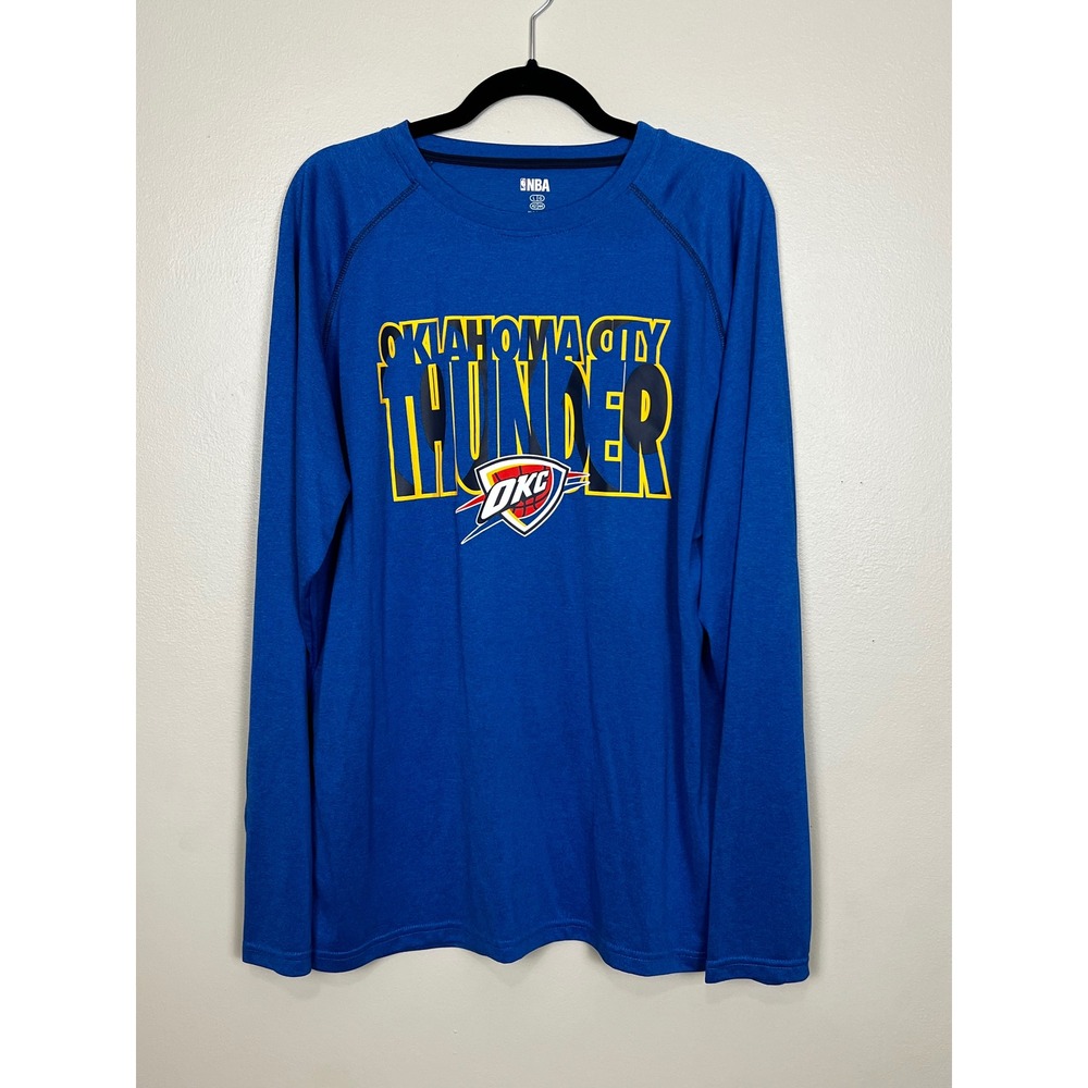 NBA Oklahoma‎ City Thunder Mens Large Blue Long Sleeve Performance Shirt OKC L